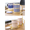 Modern Nordic Arabic Ceramic Coffee Cup Mugs With Golden Spoon Lid