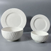 2024 Hot Sell New Bone China White Embossed 16pcs Dinner Set