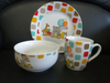 Best Quality Cat Design 3PCS Kid's Porcelain Dinnerware Plate and Soup Bowl Sets