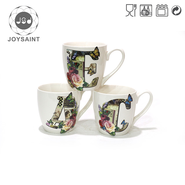 Round handle color glaze coffee mug set gold decal mug