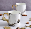 Nordic Design Luxurious Gold-plated Handle Mug Marble Design Ceramic Coffee Mug
