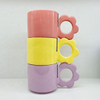 Bright colors flower handle color glaze mug set new bone china
