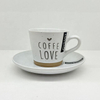 Popular design color glaze embossed logo coffee cup and saucer set