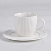 Porcelain White Embossed Coffee Cup and Saucer Set Dishwasher & Microwave Safe Reusable Home Gift