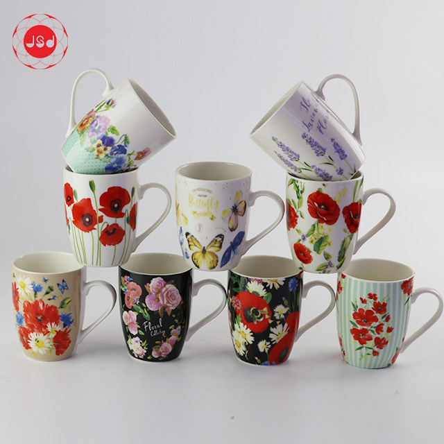 Creative design lovely floral printing coffee mug ceramic travel mug