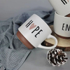 White Color Glaze Embossed logo Stacking Mug Set