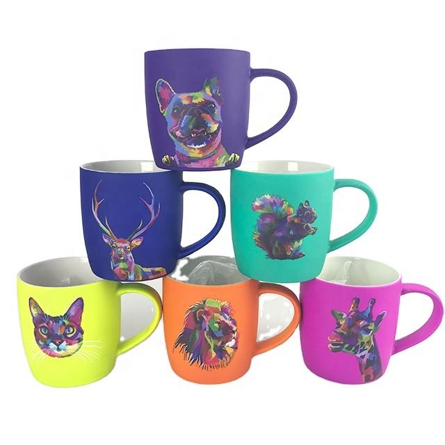 Hot sale soft touch colorful glazed coffee cup gift mug