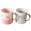 Luxury design marble effect ceramic coffee mug with gold handle