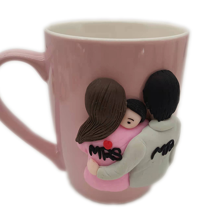 Hot Selling Boy Decoration 3D Polymer Clay Ceramic Gift Milk Coffee Cup for Father's Day