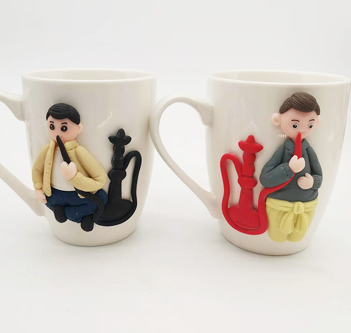Hot Selling Boy Decoration 3D Polymer Clay Ceramic Gift Milk Coffee Cup for Father's Day