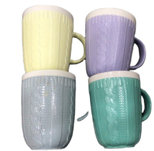 Creative Ceramic Coffee Mug With 3D Embossed Knit Sweater Pattern Mug