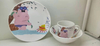 Best Quality Cat Design 3PCS Kid's Porcelain Dinnerware Plate and Soup Bowl Sets