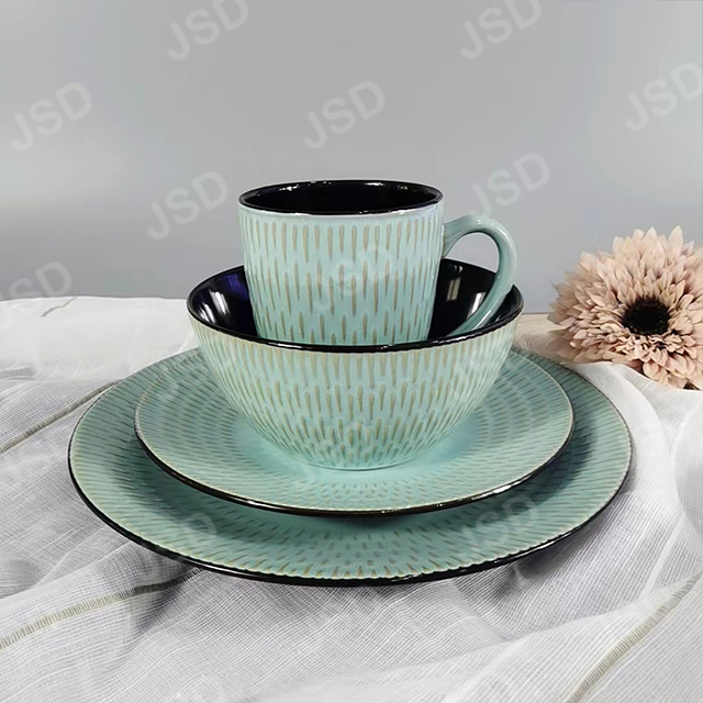Creative design stoneware color glaze ceramic tableware dinner plate