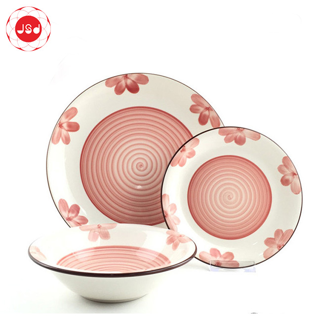 High quality pink flower printed dinnerware set factory price