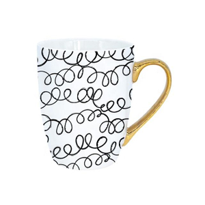 Simple design white sublimation mug gold handle decal coffee mug