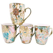 Nordic Arabic Floral Customized Ceramic Coffee Mug With Custom Printing Logo