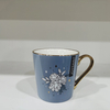 Flower Decal Gift Ceramic Coffee Mug with Golden Handle