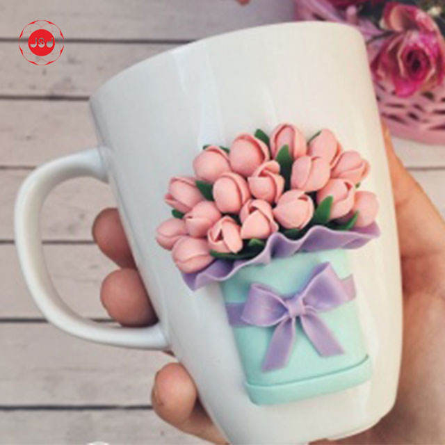Exquisite Polymer Clay Handmade Sublimation Mug Wedding Gift