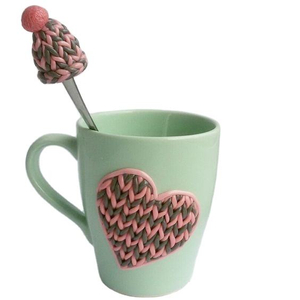 Valentine's Gift Polymer Clay Mug Ceramic Coffee Cup 3D Mugs With Sweater Heart