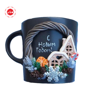 Christmas Decorations Polymer Clay Ceramic Coffee Mugs 3D Mug