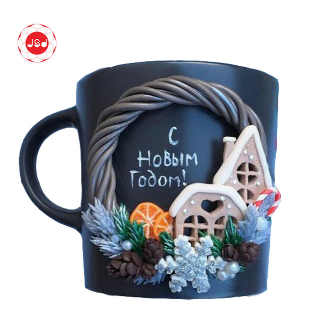 Christmas Decorations Polymer Clay Ceramic Coffee Mugs 3D Mug