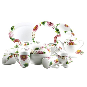 Hot Sale Decal Heat Resistant Opal glassware Ceramic Dinner Set