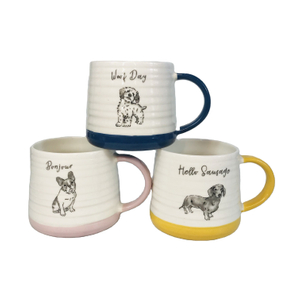 Hot Products Cute Dog Friend Belly Shape Color Handle Ceramics Coffee Drink Ware Mug