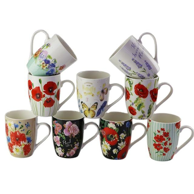 Creative design lovely floral printing coffee mug ceramic travel mug