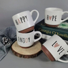 White Color Glaze Embossed logo Stacking Mug Set