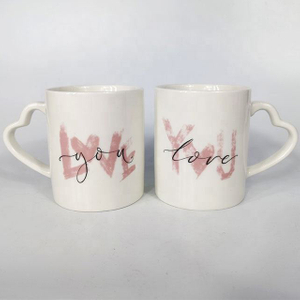 Valentine's Day Gift Mug Ceramic Mug With Heart Shaped Handle Couple Mug