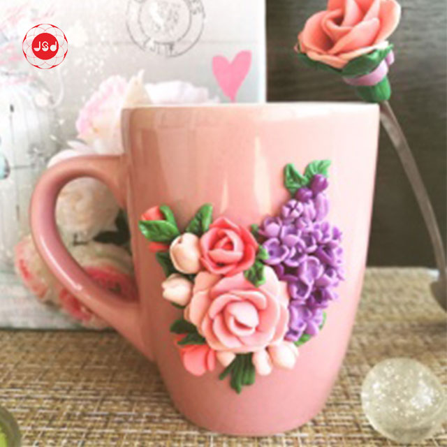 Exquisite Polymer Clay Handmade Sublimation Mug Wedding Gift