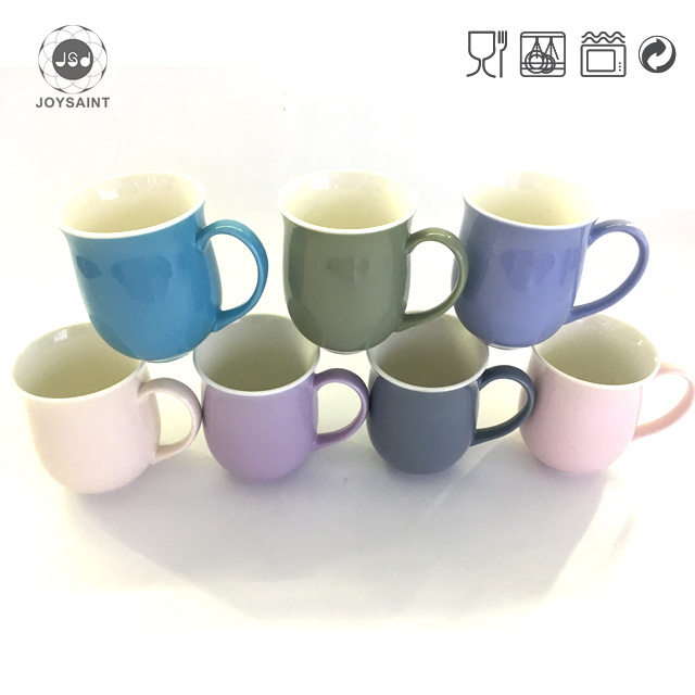 Round handle color glaze coffee mug set gold decal mug