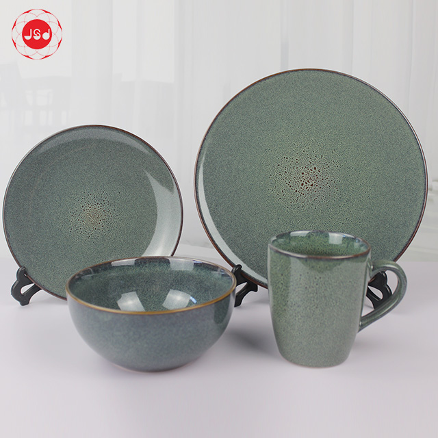eco-friendly ceramic drinkware reactive glaze stoneware 16pcs dinnerware sets