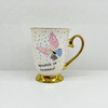 Customized Gold butterfly Decal Applied Ceramic Coffee Mug