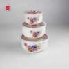 Set of 3 Flower Full Decal Fresh Bowl With Seal Lid Storage Ceramic Microwave Safe Bowl