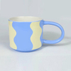 Colorful Soft Touch Color Glazed Stackable Ceramic Mug With Big Handle