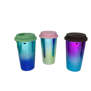 2022 Creative design rainbow color soft touch mug electric glazed mug