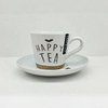 Popular design color glaze embossed logo coffee cup and saucer set