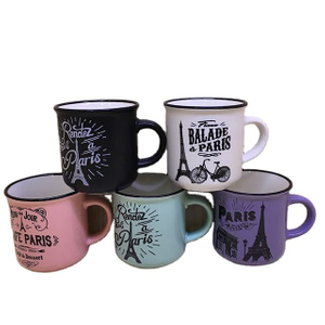 Custom logo London Bridge Pattern Enamel Ceramic Milk/ Coffee Mugs