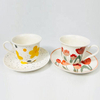 Simple floral design white coffee cup and saucer custom design