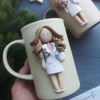 Innovative Cute Ceramic Milk Mug With Polymer Clay Girl Perfect Gift Choice