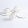 Porcelain White Embossed Coffee Cup and Saucer Set Dishwasher & Microwave Safe Reusable Home Gift