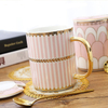 Modern Nordic Arabic Ceramic Coffee Cup Mugs With Golden Spoon Lid