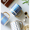 Modern Nordic Arabic Ceramic Coffee Cup Mugs With Golden Spoon Lid
