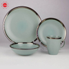 Silver Rim Kiln Glaze Reaction Glaze Stoneware Dinner Sets
