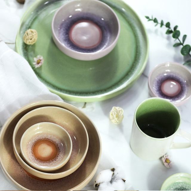 Hot New Products Reactive Glaze Dinner Set Stoneware Mug Plate Set