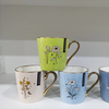 Flower Decal Gift Ceramic Coffee Mug with Golden Handle