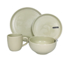 Cheap Price Stoneware Color Glaze Embossed Dinner Set 16Pcs Microwave & Dishwasher Safe