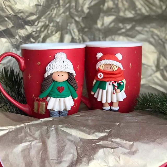 Innovative Cute Ceramic Milk Mug With Polymer Clay Girl Perfect Gift Choice