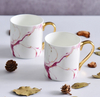 Nordic Design Luxurious Gold-plated Handle Mug Marble Design Ceramic Coffee Mug